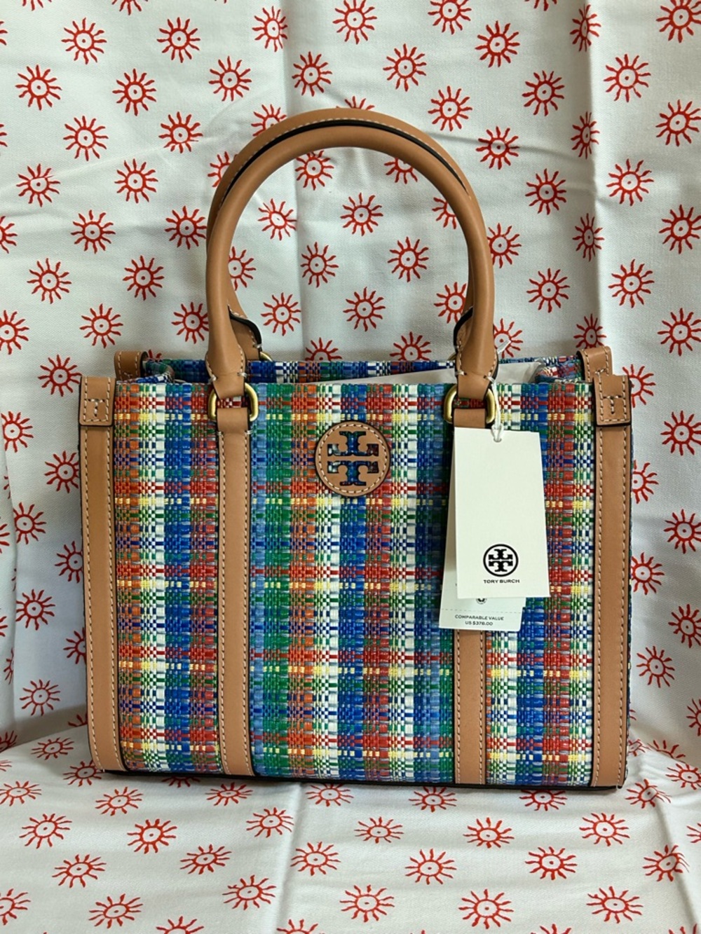 Tory Burch Multi Colored and Leather Bag